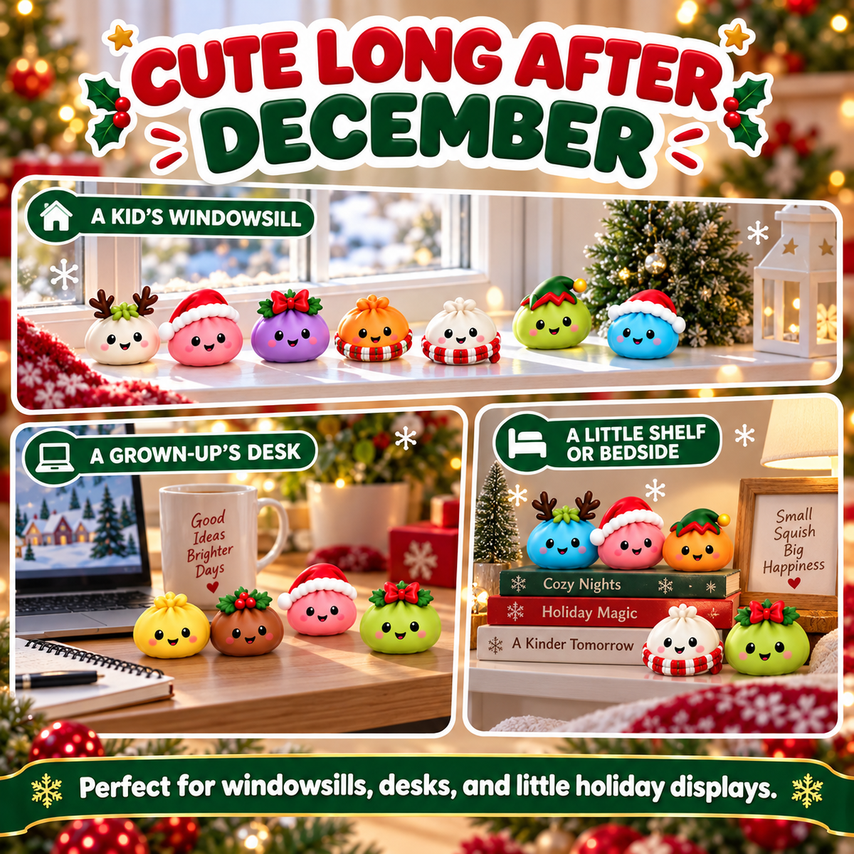 24-Deurs Adventskalender met Knuffel Dumplings Kerstmis Aftellen Mochi Squishy Speelgoed Collectie Kerst | Sulvida