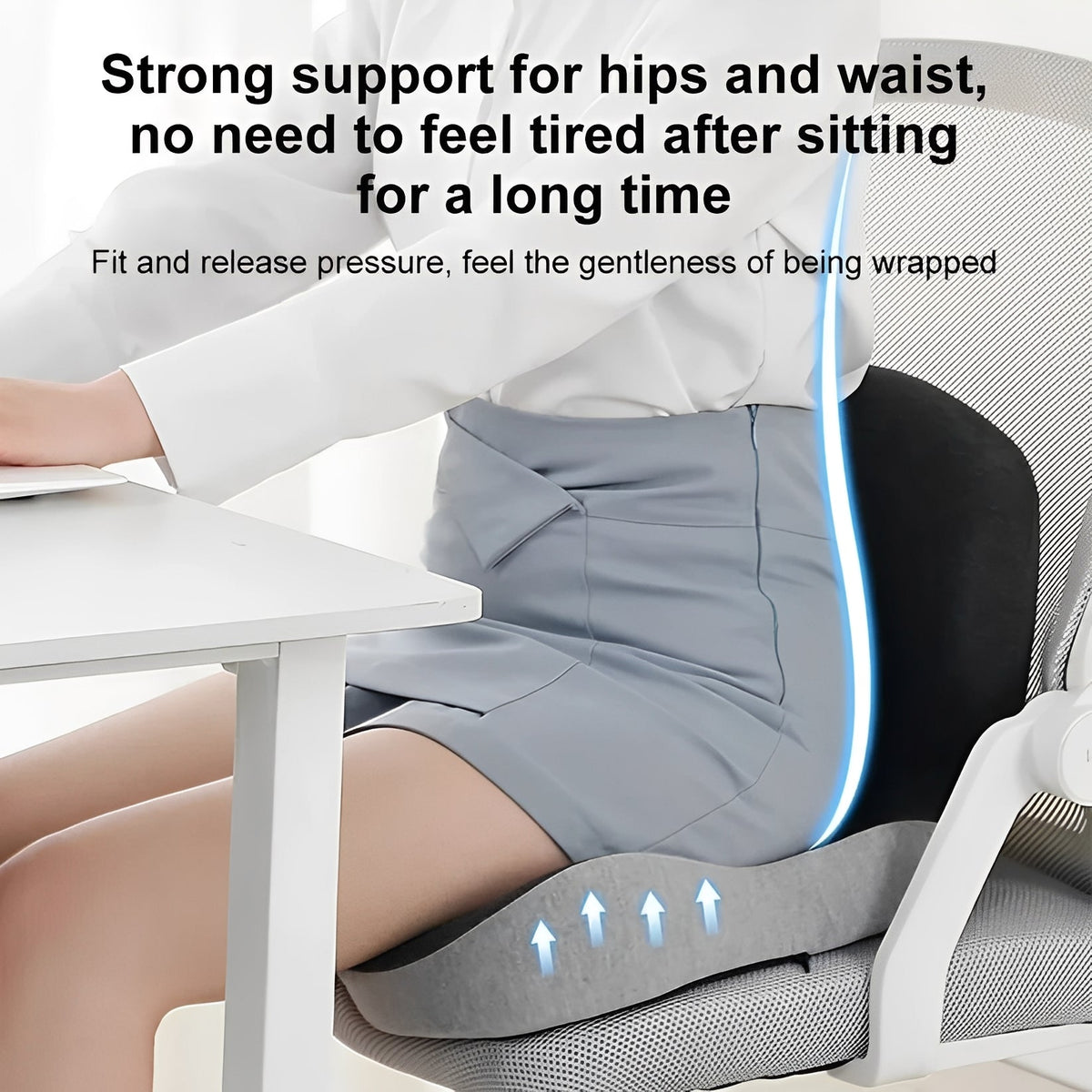 Ergonomisch Rugkussen Memory Foam met Lumbale Steun voor Bureaustoel Auto Thuiswerken Kantoor Comfort | Sulvida