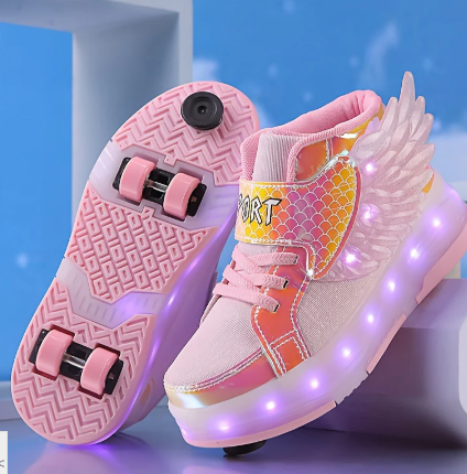 Lichtgevende Sneakers met Wielen en Vleugels – Oplaadbaar via USB voor Meisjes en Tieners | Sulvida