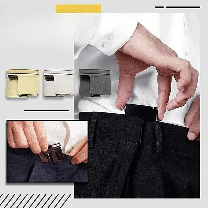 Verstelbare Riemsluiting Zwart Goud Zilver voor Broeken Pantalons Stijlvol Klemgesp Tailleband Elastisch | Sulvida