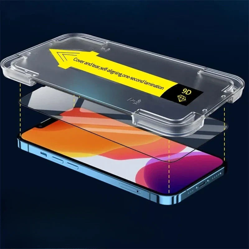 Screenprotector voor iPhone met Stofvrije Montageframe – Bubble-Free Nano-Tech Beschermglas Spatbestendig | Sulvida