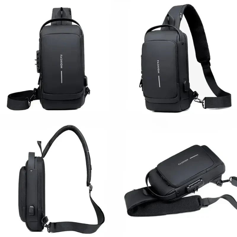Crossbody Rugtas met Cijferslot Zwart Blauw Grijs Lichtbruin Diefstalbeveiliging Compacte Schoudertas | Sulvida