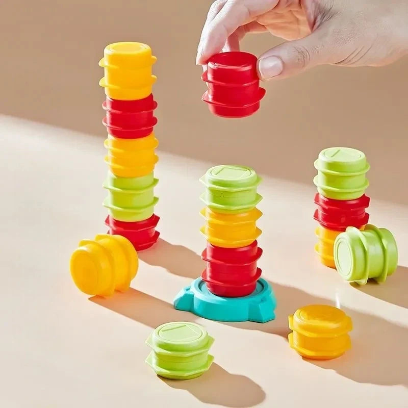 Jeu d'empilage avec chariot élévateur, tour en bois, jeu de coordination et d'équilibre pour enfants dès 3 ans, jouet éducatif | Sulvida