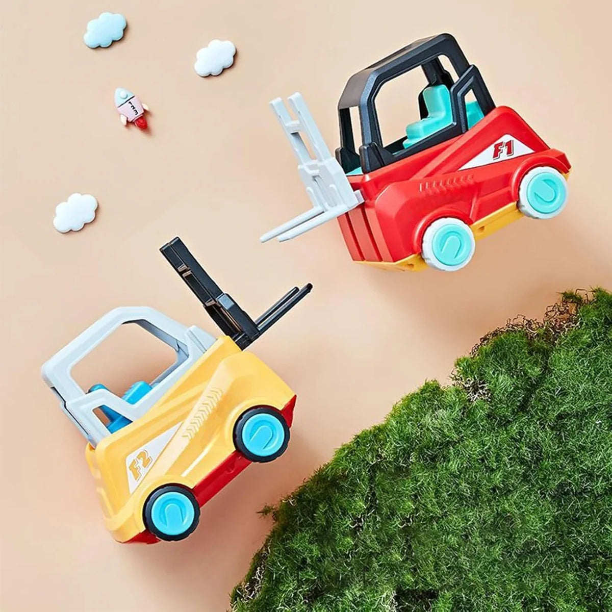 Jeu d'empilage avec chariot élévateur, tour en bois, jeu de coordination et d'équilibre pour enfants dès 3 ans, jouet éducatif | Sulvida