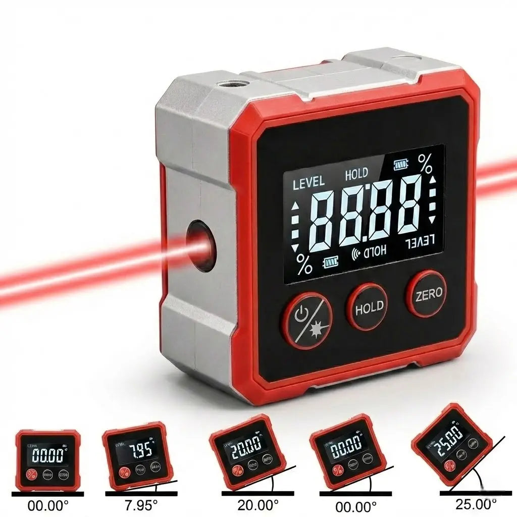 Digitale Laser Waterpas met Hoekmeter Groen of Rood Laserlicht voor Nauwkeurige Metingen en Afstelling | Sulvida