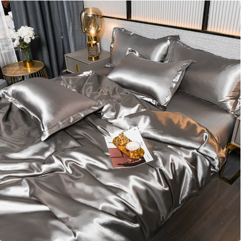 Zijden Dekbedovertrek Set 4-delig Luxe Satijn Temperatuurregulerend Slaapkamer Dekbed Hoeslaken Zacht | Sulvida