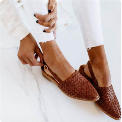 Gevlochten Slingback Ballerina's met Gevoerde Zool – Ademende Instappers met Hielband voor Dames Comfort | Sulvida