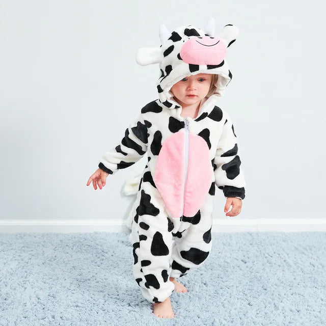 Baby Onesie met Dierencapuchon – Zachte Romper voor Kinderen – Katoen Polyester – Rits Eendelig Speelpak | Sulvida