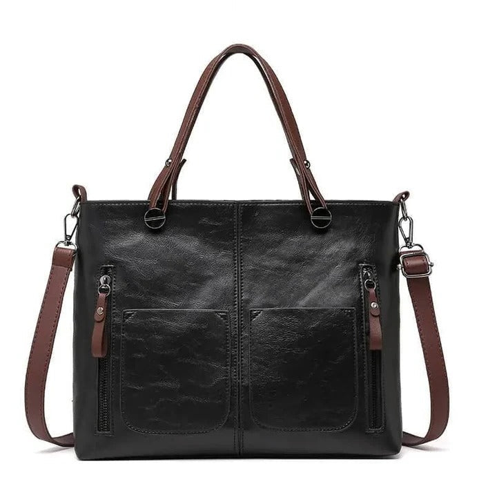 Sac à main en cuir pour femme, spacieux, élégant, noir, marron, gris, pour le quotidien, le bureau, le travail et le shopping | Sulvida
