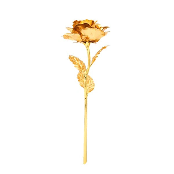 Goudgedipte Kunstbloem Roos in Luxe Geschenkdoos Decoratief Bloemenarrangement Romantisch Cadeau Interieur | Sulvida