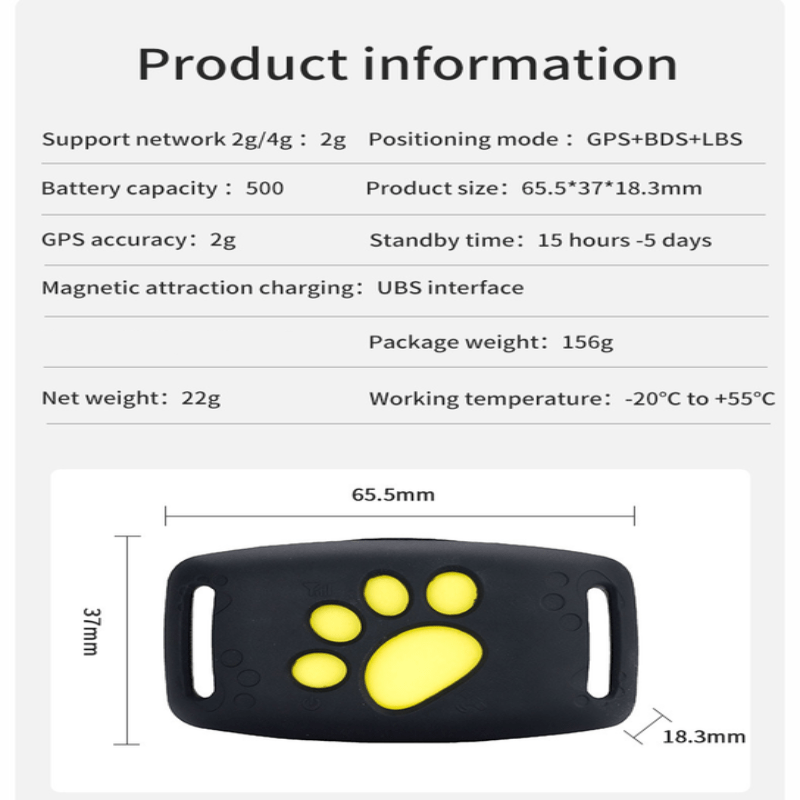 GPS-tracker voor katten met real-time locatiebepaling draadloos compact halsband huisdier waterdicht | Sulvida