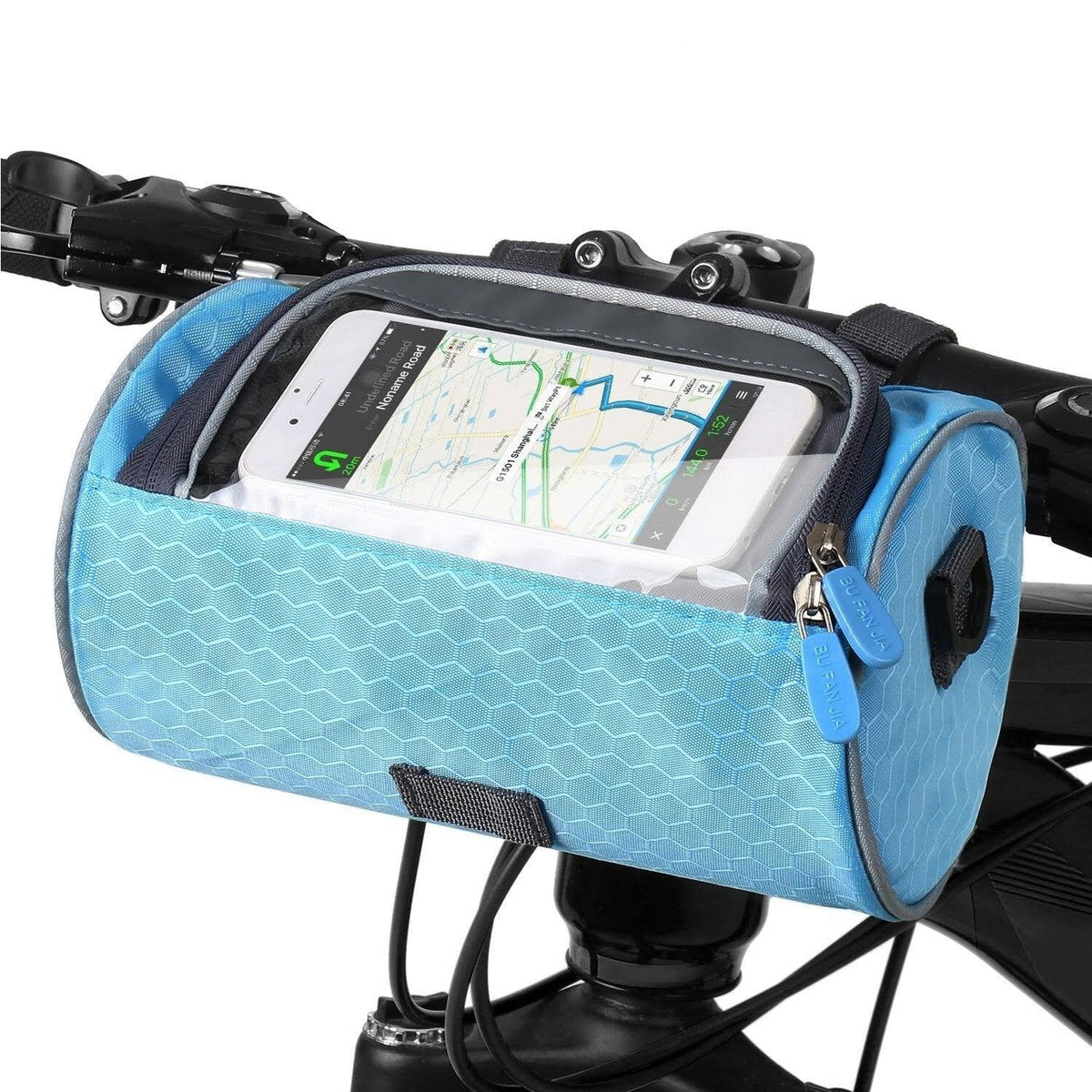 Stuurtas Fiets Waterdicht met Telefoonvenster Touchscreen Zwart Blauw – Fietstocht Regen Citytrip 25cm | Sulvida