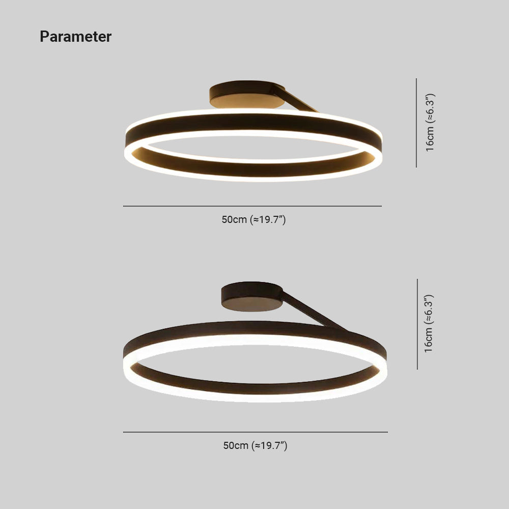 Minimalistische Plafondlamp LED Ronde Ringen Dimbaar Metaal Acryl Zwart Wit voor Slaapkamer Gang Eetkamer | Sulvida