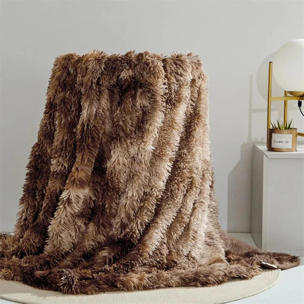 Imitatiebont Plaid Dubbelzijdig Luxe Fleece Deken Bank Bed Decoratief Zacht Wollig Warm Herfst Winter Woonkamer | Sulvida