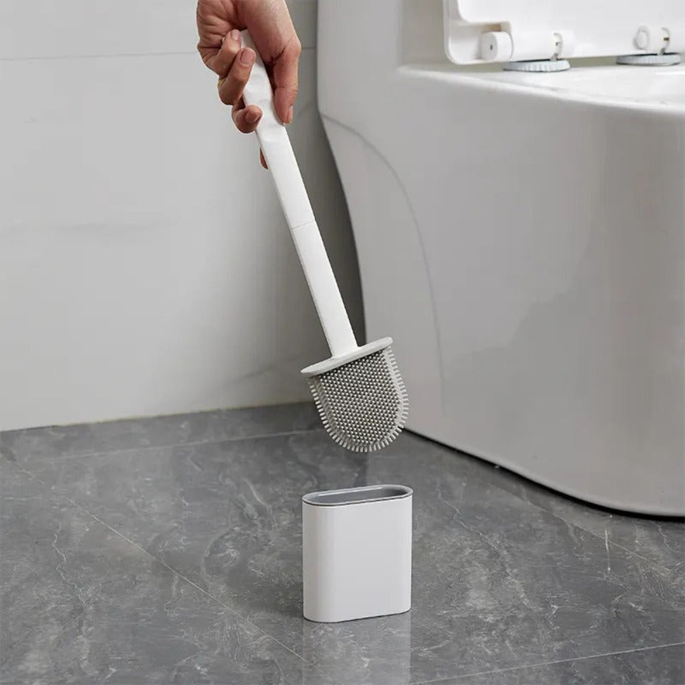 Siliconen Toiletborstel met Houder Antibacterieel Wandmontage WC Badkamer Sanitair Hygiënisch Schoonmaakgerei | Sulvida