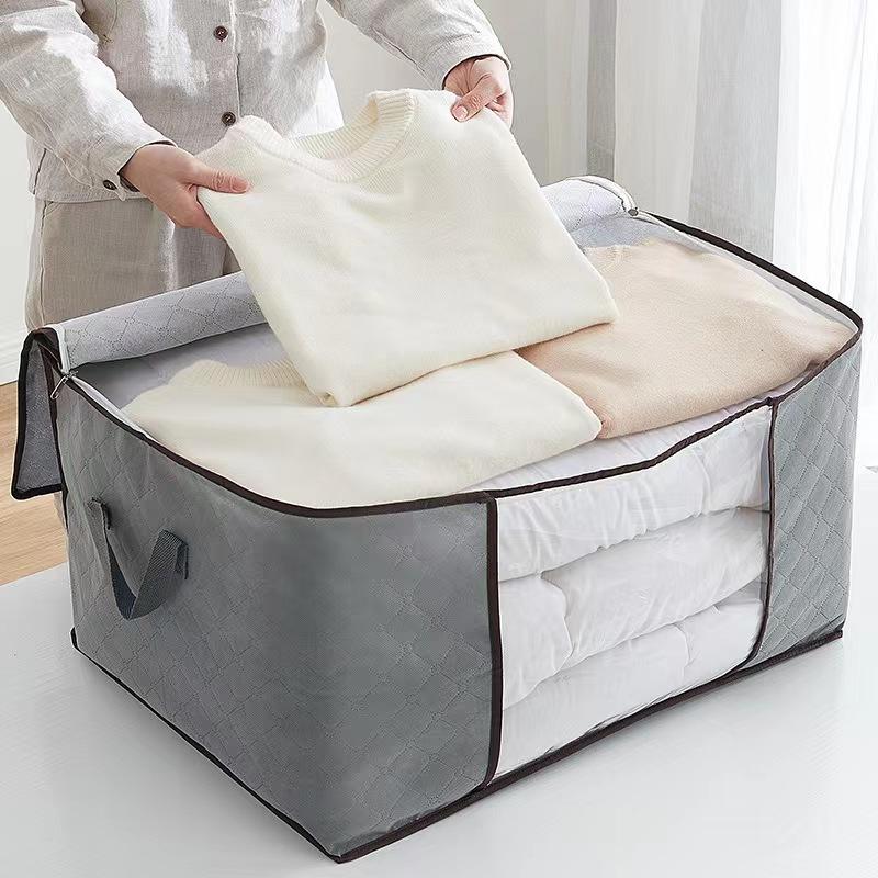 Opbergtas XXL voor kleding dekbedden dekens overtrekken ondergoed 60x40x35 cm opvouwbaar transparant venster | Sulvida