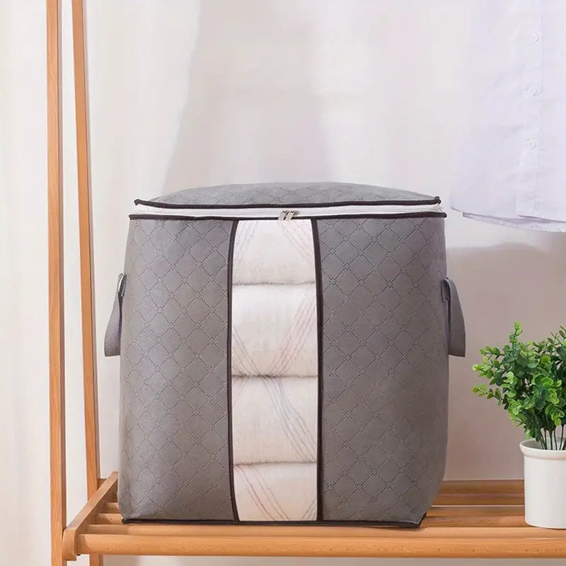 Opbergtas XXL voor kleding dekbedden dekens overtrekken ondergoed 60x40x35 cm opvouwbaar transparant venster | Sulvida