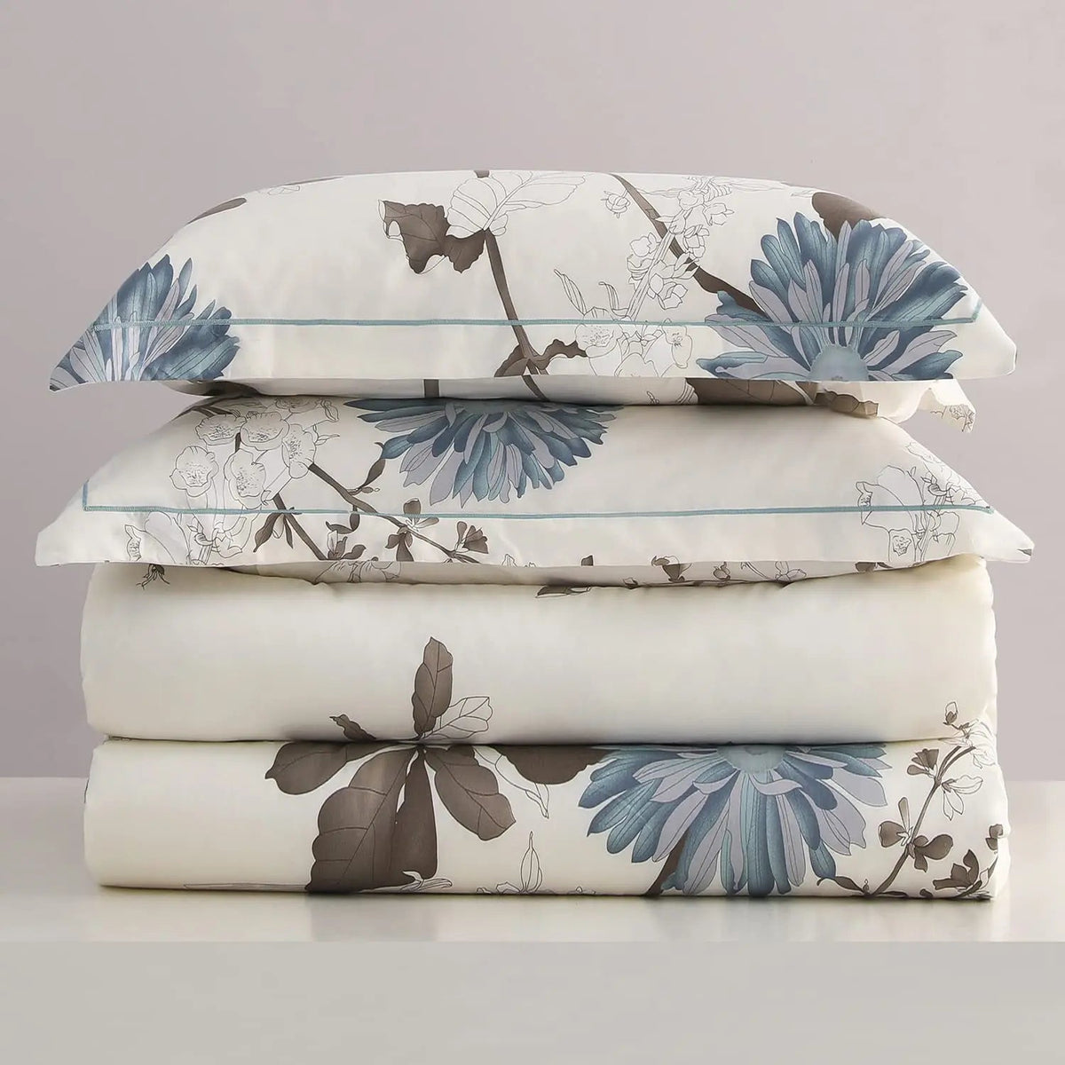 Botanisch Dekbedovertrek Set 4-delig Omkeerbaar Katoen 600 Threads Bloemenprint Luxe Slaapkamer Beddengoed | Sulvida