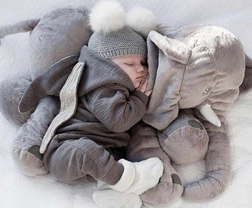 Olifant Knuffelkussen Baby – Zacht Knuffelkussen Pluche voor Rust en Comfort | Sulvida