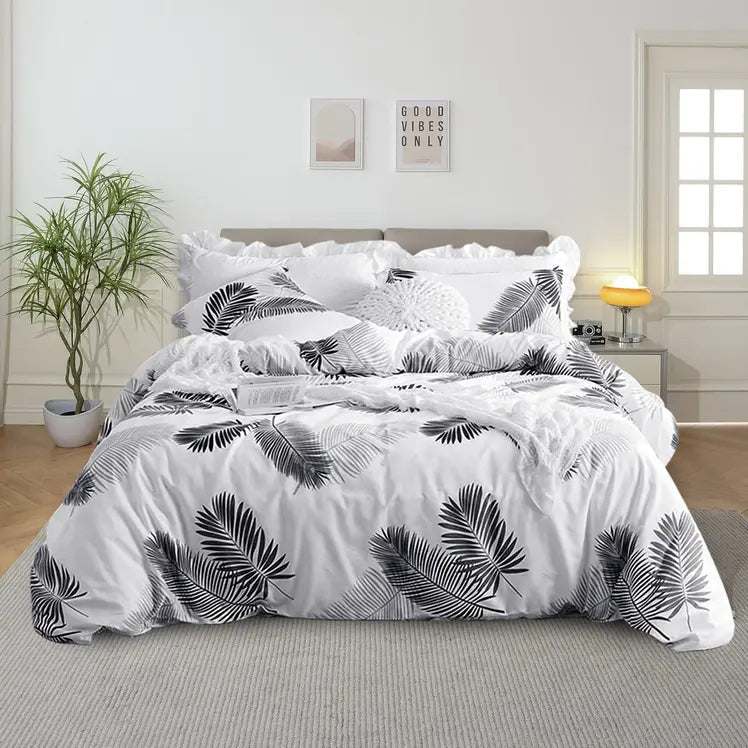 Botanisch Dekbedovertrek Set 4-delig Omkeerbaar Katoen 600 Threads Bloemenprint Luxe Slaapkamer Beddengoed | Sulvida
