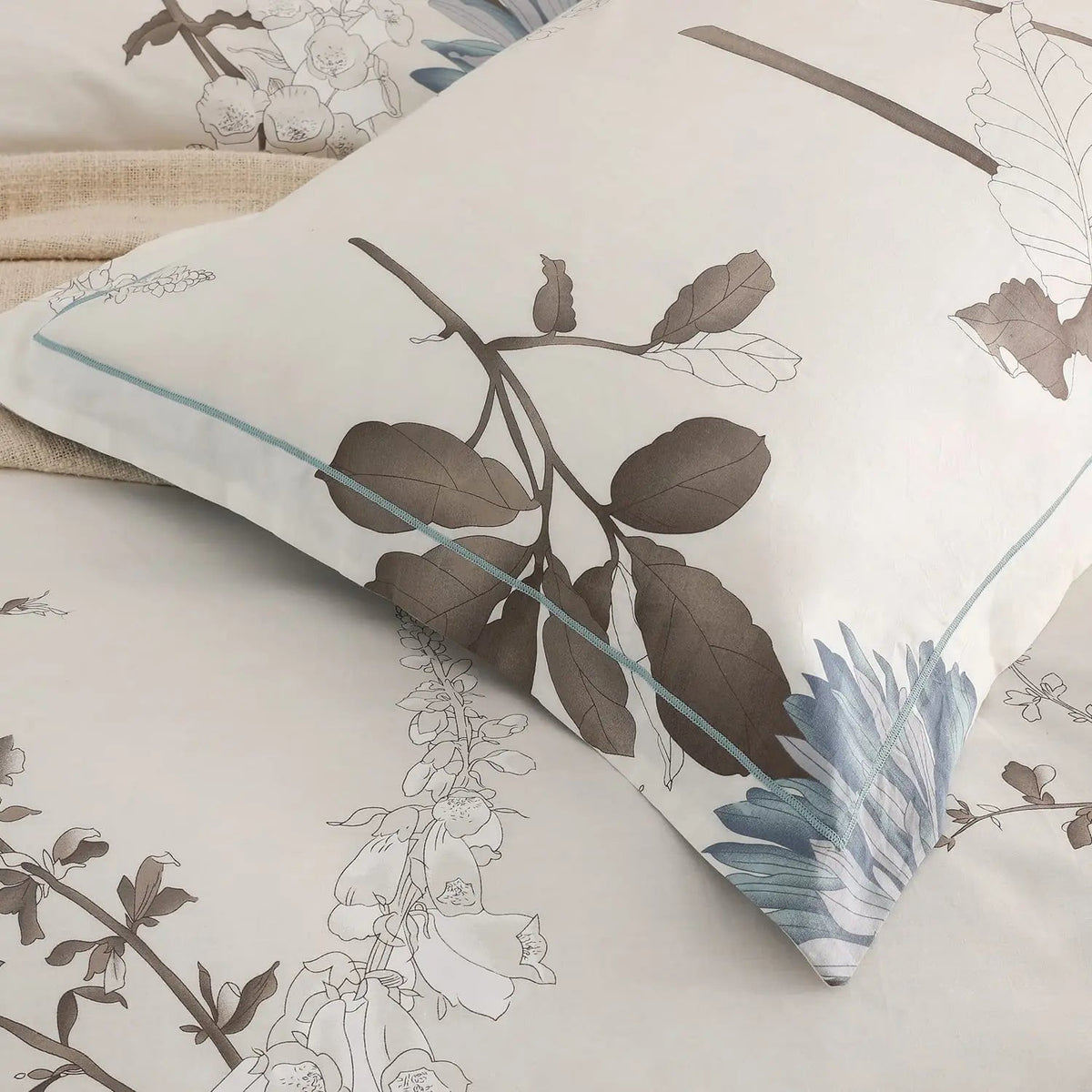 Botanisch Dekbedovertrek Set 4-delig Omkeerbaar Katoen 600 Threads Bloemenprint Luxe Slaapkamer Beddengoed | Sulvida