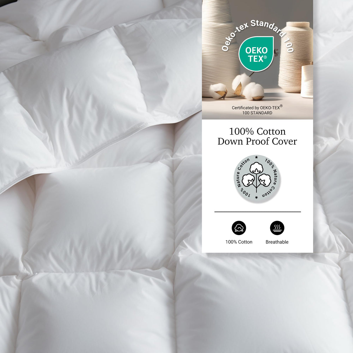 Ganzendons Dekbed Licht en Ademend 95% Vulling voor Alle Seizoenen Eenpersoons Tweepersoons Luxe Comfort | Sulvida