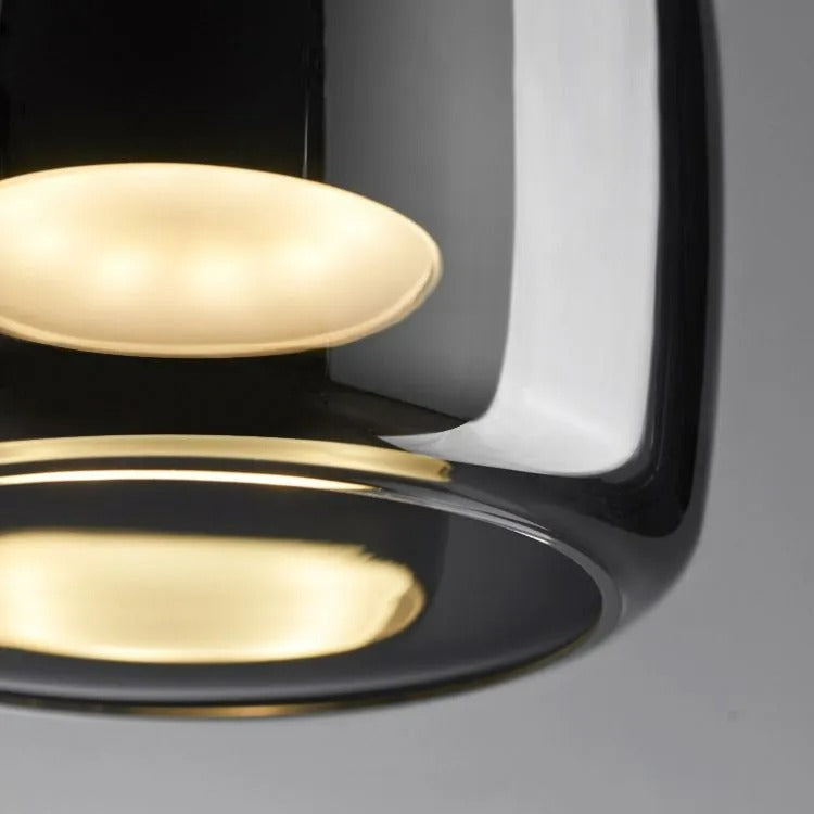 Rookgrijze glazen hanglamp met dimfunctie voor woonkamer eetkamer en slaapkamer industriële sfeerverlichting | Sulvida