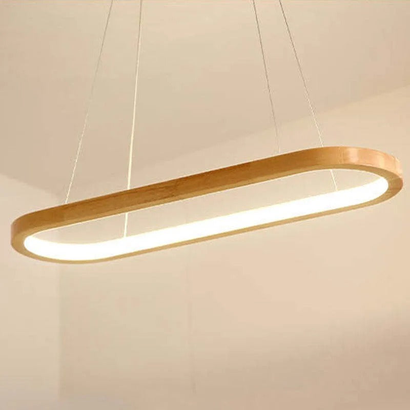 Ovale Hanglamp Hout Acrylic LED Dimbaar Eetkamer Woonkamer Keuken Moderne Scandinavische Verlichting | Sulvida
