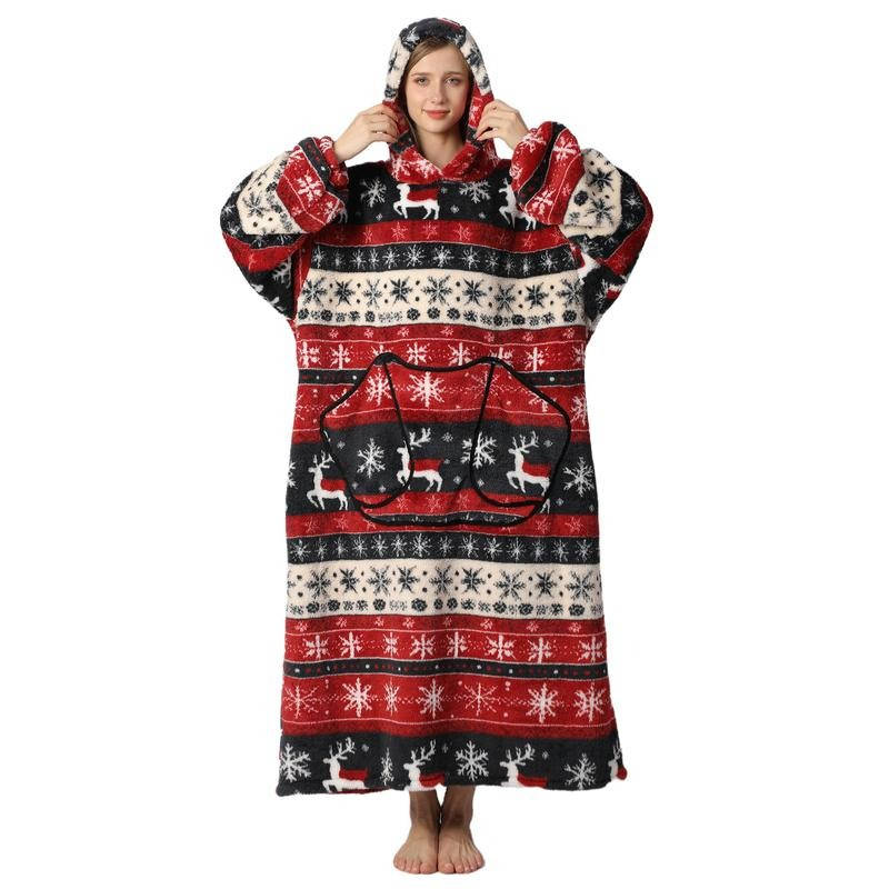 Deken met Mouwen en Capuchon – Oversized Draagbare Plaid – Fleece en Sherpa – Extra Warm en Comfortabel | Sulvida