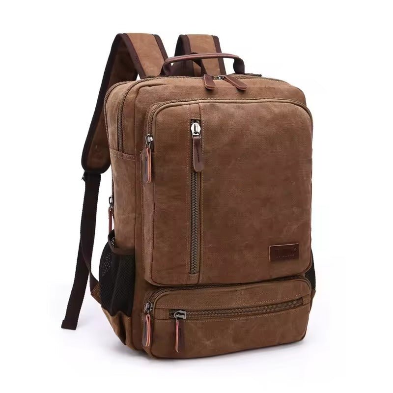 Vintage Canvastas met Leren Details – Grote Capaciteit Rugzak Laptop 15 Inch School Dagelijks Gebruik | Sulvida
