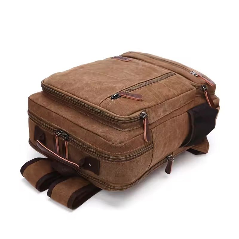 Vintage Canvastas met Leren Details – Grote Capaciteit Rugzak Laptop 15 Inch School Dagelijks Gebruik | Sulvida