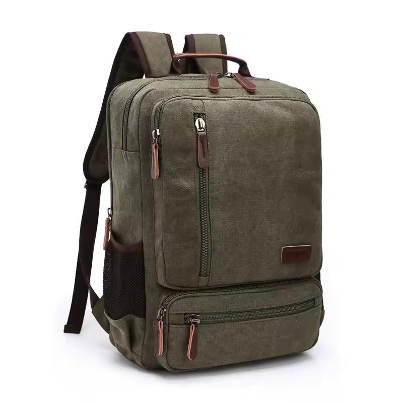 Vintage Canvastas met Leren Details – Grote Capaciteit Rugzak Laptop 15 Inch School Dagelijks Gebruik | Sulvida