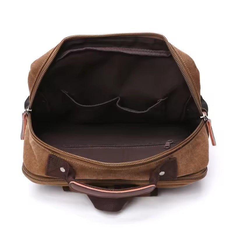 Vintage Canvastas met Leren Details – Grote Capaciteit Rugzak Laptop 15 Inch School Dagelijks Gebruik | Sulvida