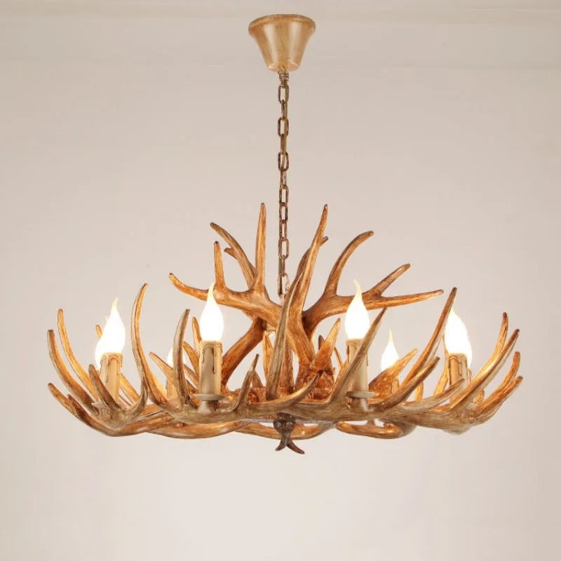 Kroonluchter Gewei Hars Metaal Vintage Rustiek Woonkamer Eetkamer Slaapkamer Hanglamp Landelijk Sfeerverlichting | Sulvida