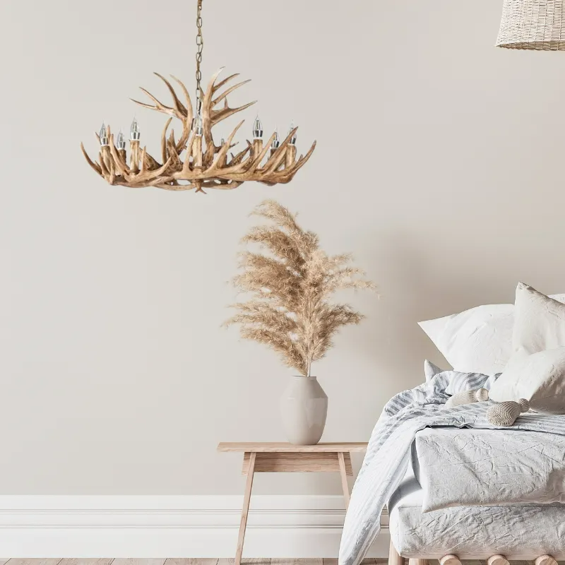 Kroonluchter Gewei Hars Metaal Vintage Rustiek Woonkamer Eetkamer Slaapkamer Hanglamp Landelijk Sfeerverlichting | Sulvida