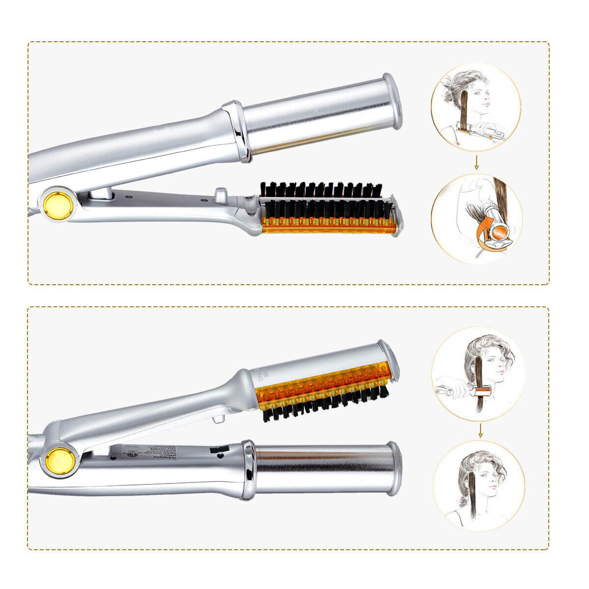 Roterende Hairstyler 2-in-1 Krultang Stijltang Toermalijn Keramisch Styling Ionische Borstels voor Krullen | Sulvida