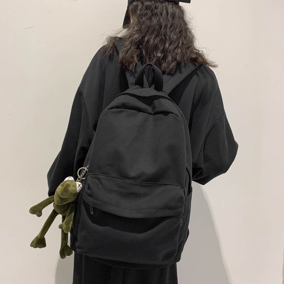Dagelijkse Rugzak Zwart Canvas Minimalistisch Design Verstelbare Schouderbanden Werk School Reizen Laptop | Sulvida