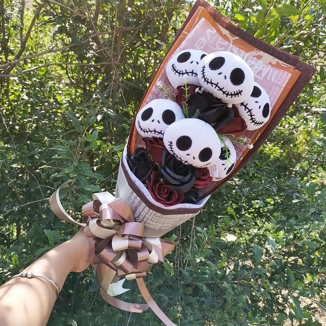 Halloween Knuffelbouquet met Skelethoofd Pluche Figuren Griezelig Thema Decoratief Cadeau voor Feest en Horror | Sulvida