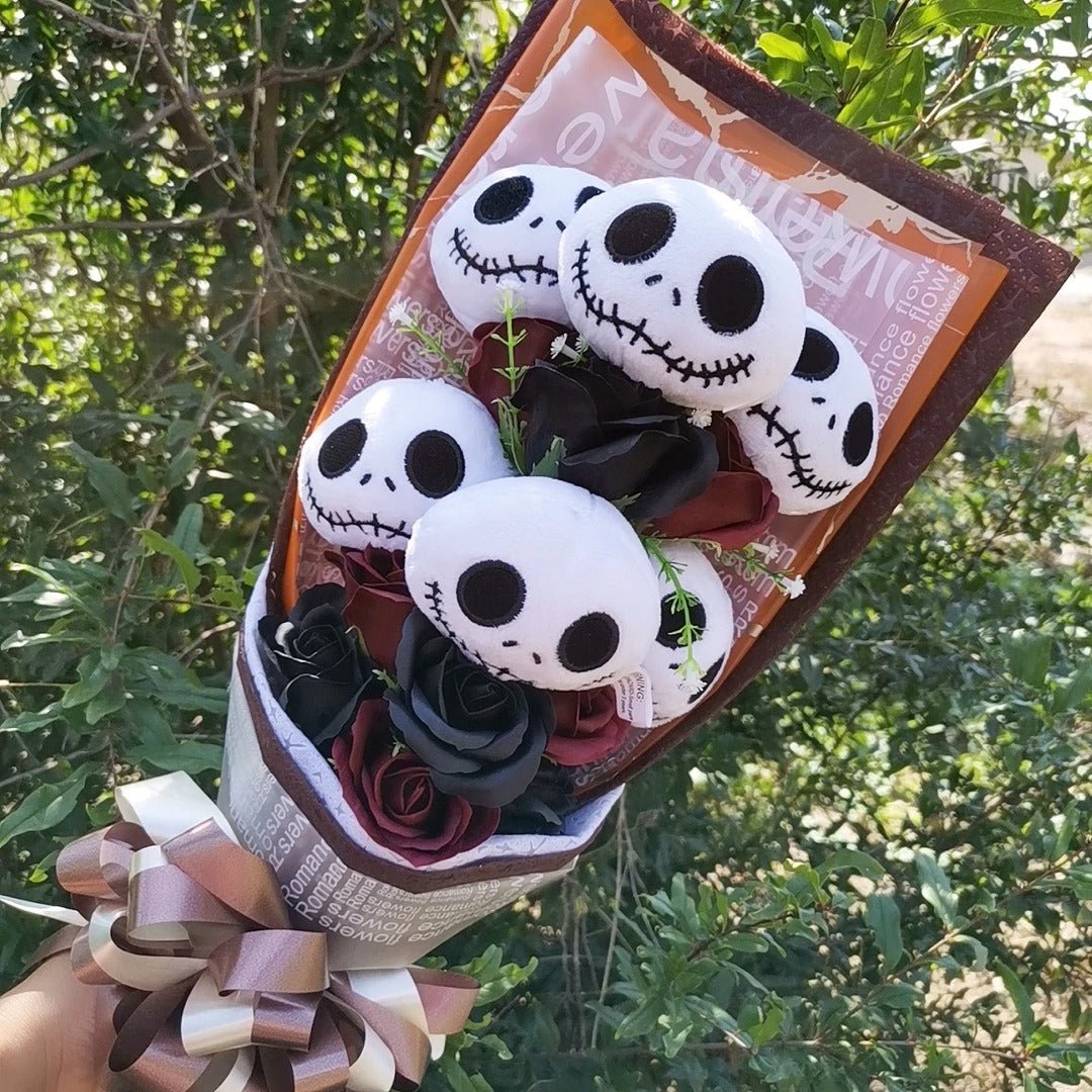 Halloween Knuffelbouquet met Skelethoofd Pluche Figuren Griezelig Thema Decoratief Cadeau voor Feest en Horror | Sulvida