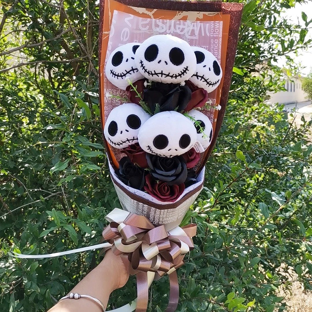 Halloween Knuffelbouquet met Skelethoofd Pluche Figuren Griezelig Thema Decoratief Cadeau voor Feest en Horror | Sulvida