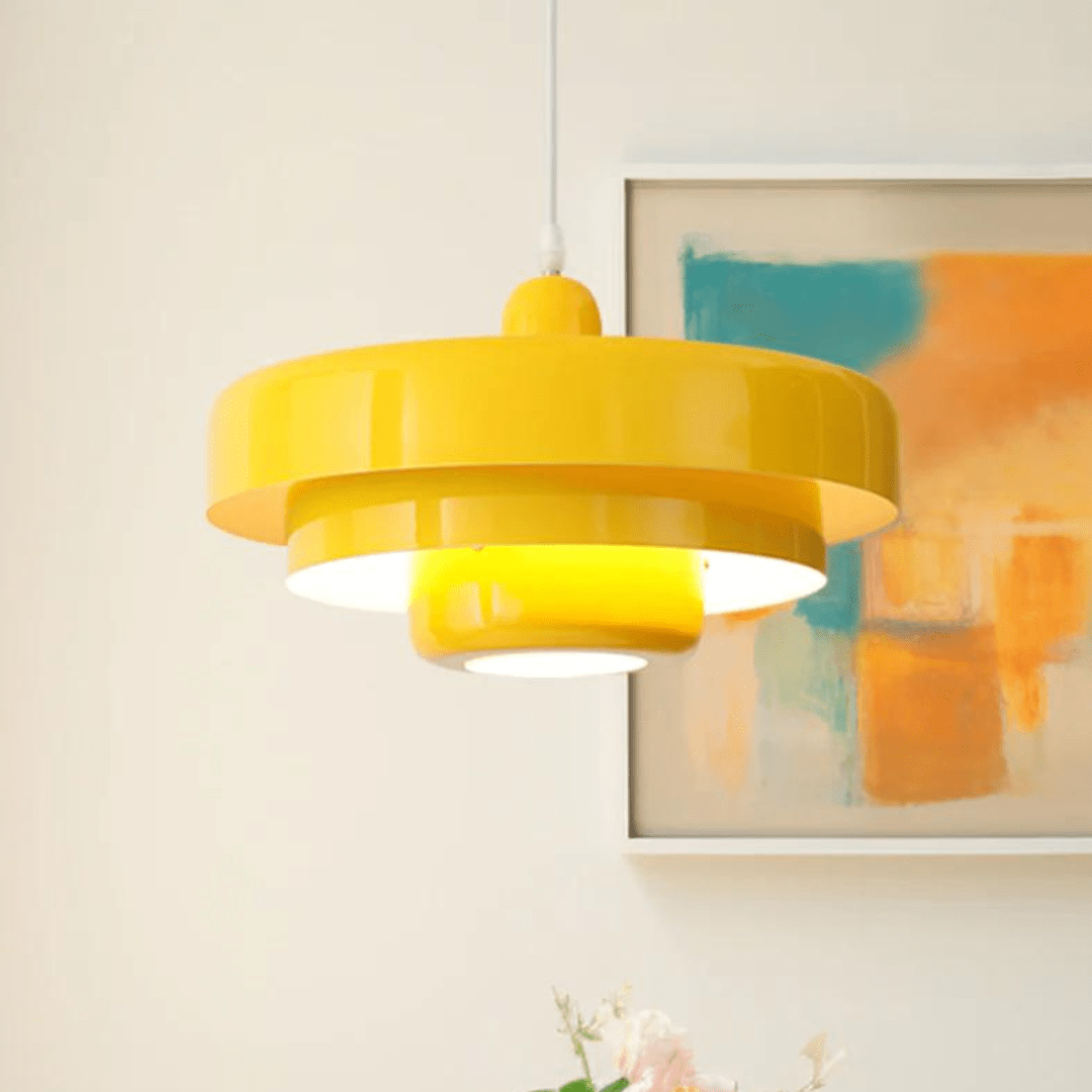 Hanglamp drieschijfs metaal pastelkleur eetkamer woonkamer modern design E27 fitting 35 cm diameter sfeervol | Sulvida