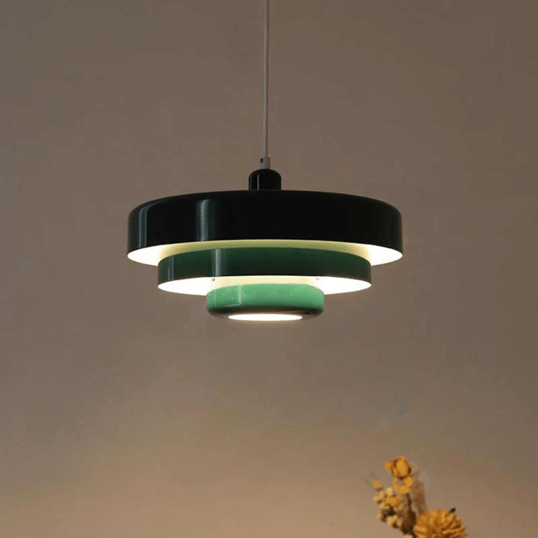 Hanglamp drieschijfs metaal pastelkleur eetkamer woonkamer modern design E27 fitting 35 cm diameter sfeervol | Sulvida