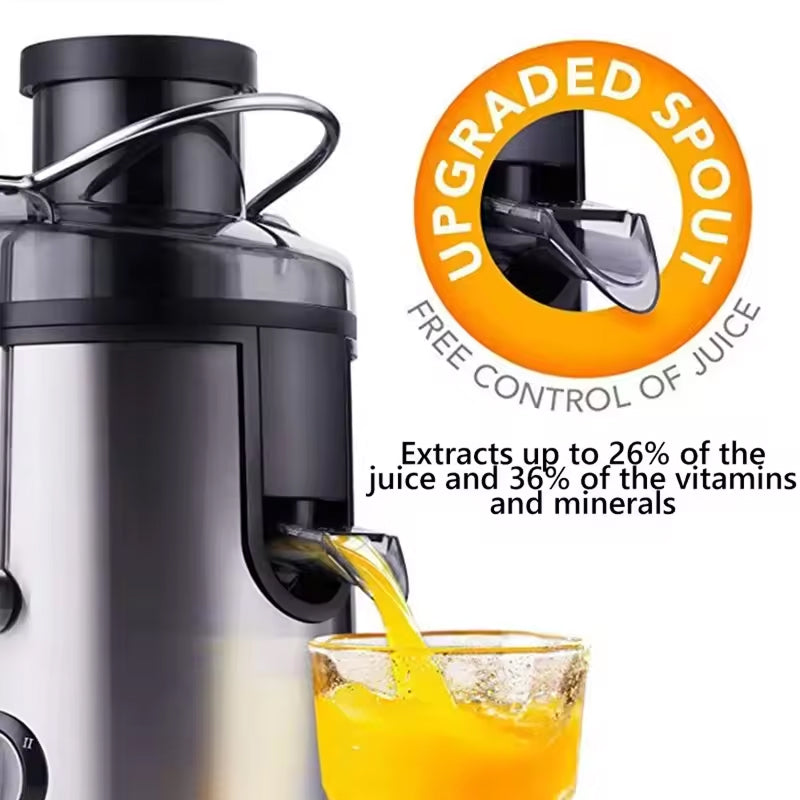 Centrifugeuse électrique 800W avec ouverture de remplissage de 65mm et 2 vitesses pour des jus de fruits et de légumes frais et des smoothies | Sulvida