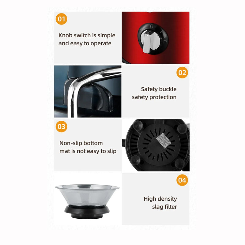 Centrifugeuse électrique 800W avec ouverture de remplissage de 65mm et 2 vitesses pour des jus de fruits et de légumes frais et des smoothies | Sulvida