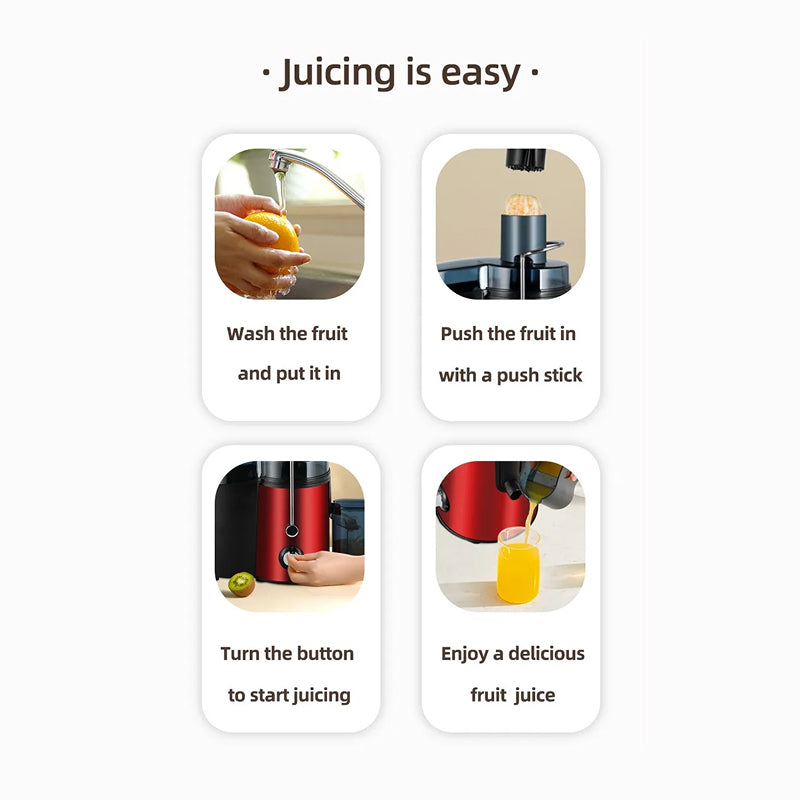 Centrifugeuse électrique 800W avec ouverture de remplissage de 65mm et 2 vitesses pour des jus de fruits et de légumes frais et des smoothies | Sulvida
