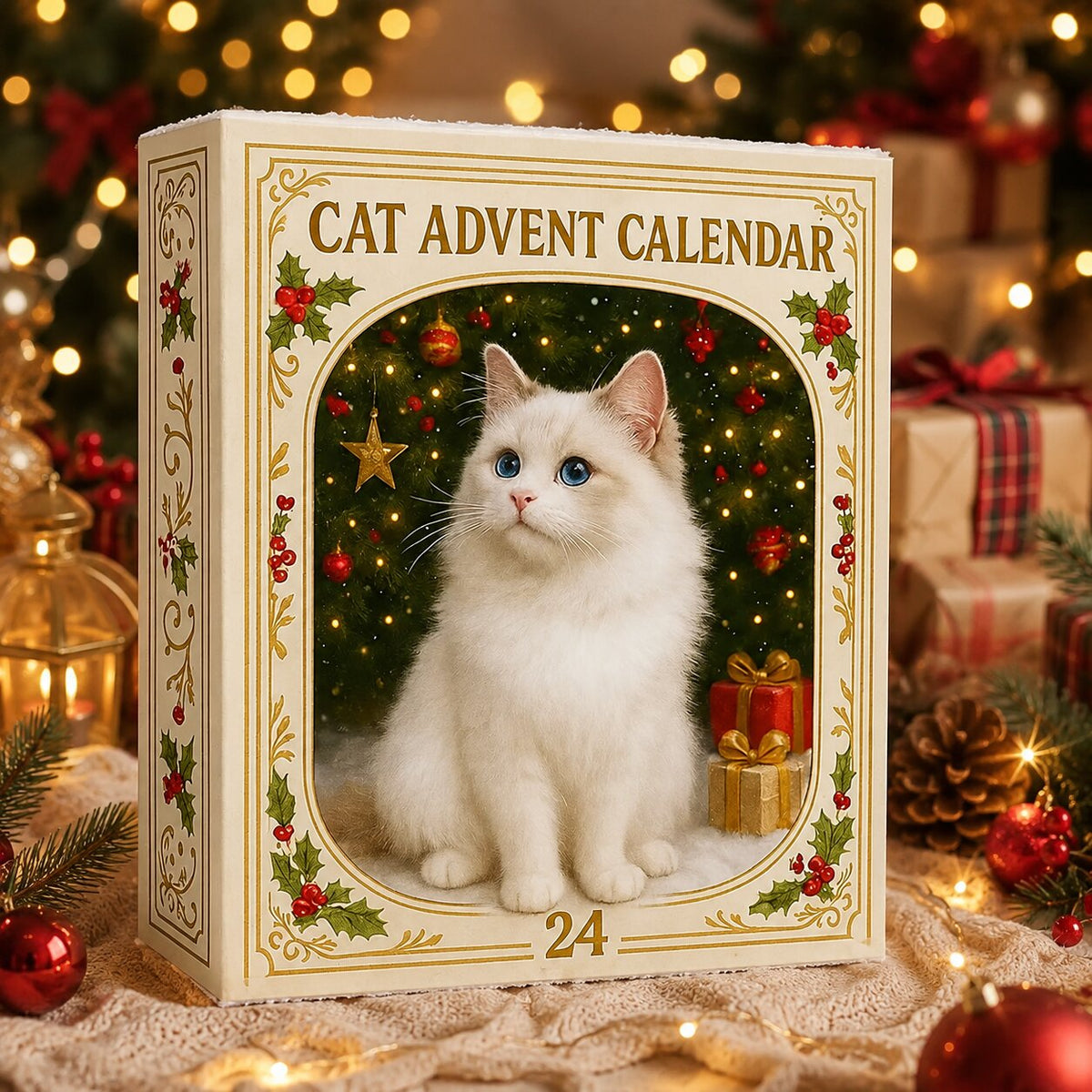 Kattenadvent Kalender 24 Kattenmotieven Kunststof Kerst Aftelkalender Decoratieve Katten Feestdagen Advent | Sulvida