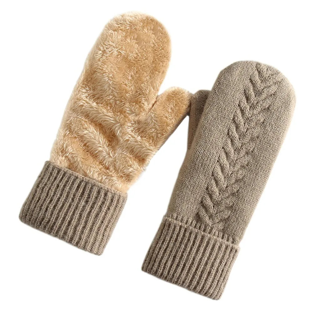 Winterwanten dubbellaags met fleecevoering zwart roze rood grijs beige kaki warm winddicht handschoenen dames | Sulvida