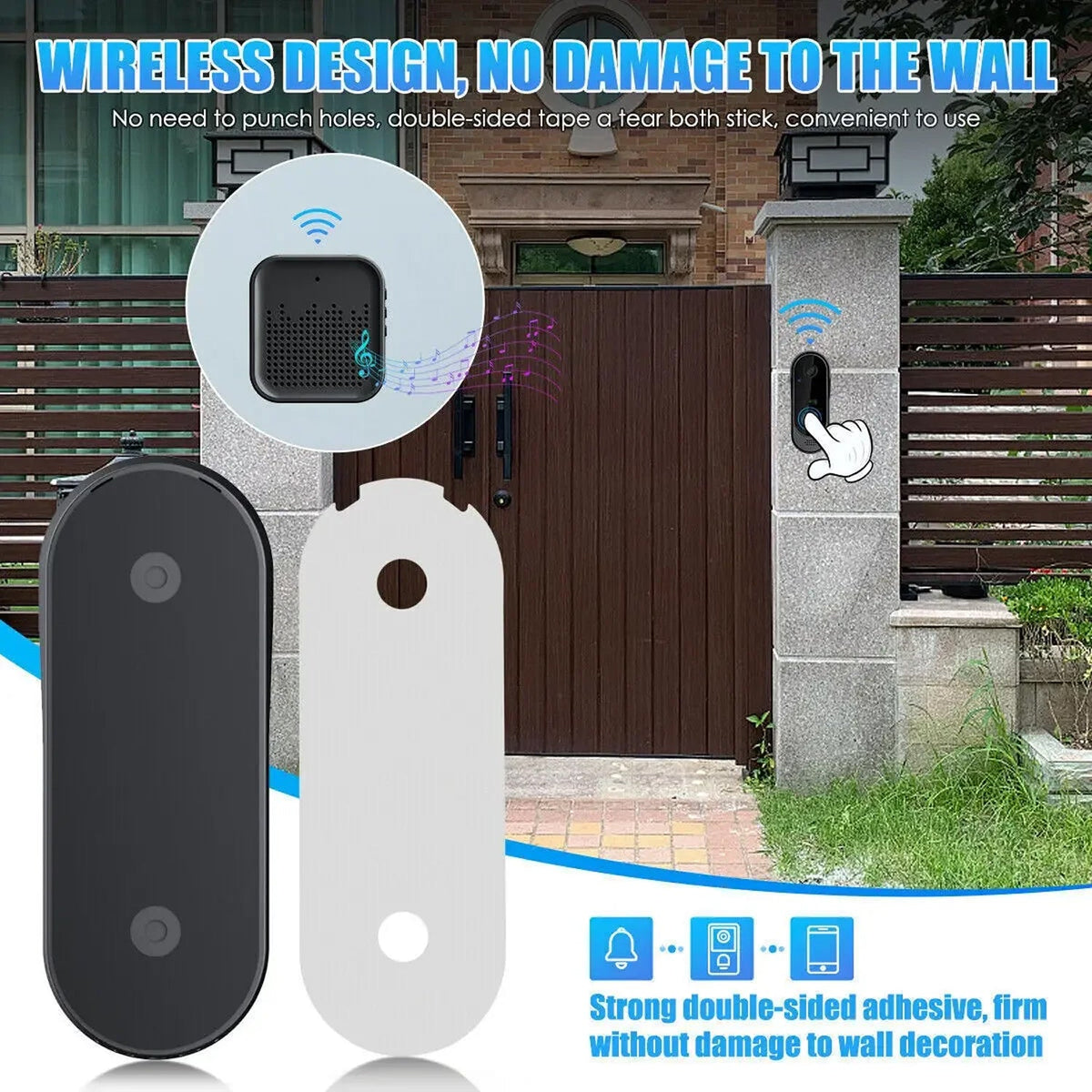 Sonnette vidéo intelligente sans fil WiFi avec détection de mouvement, vision nocturne, caméra HD, audio bidirectionnel et système de sécurité | Sulvida