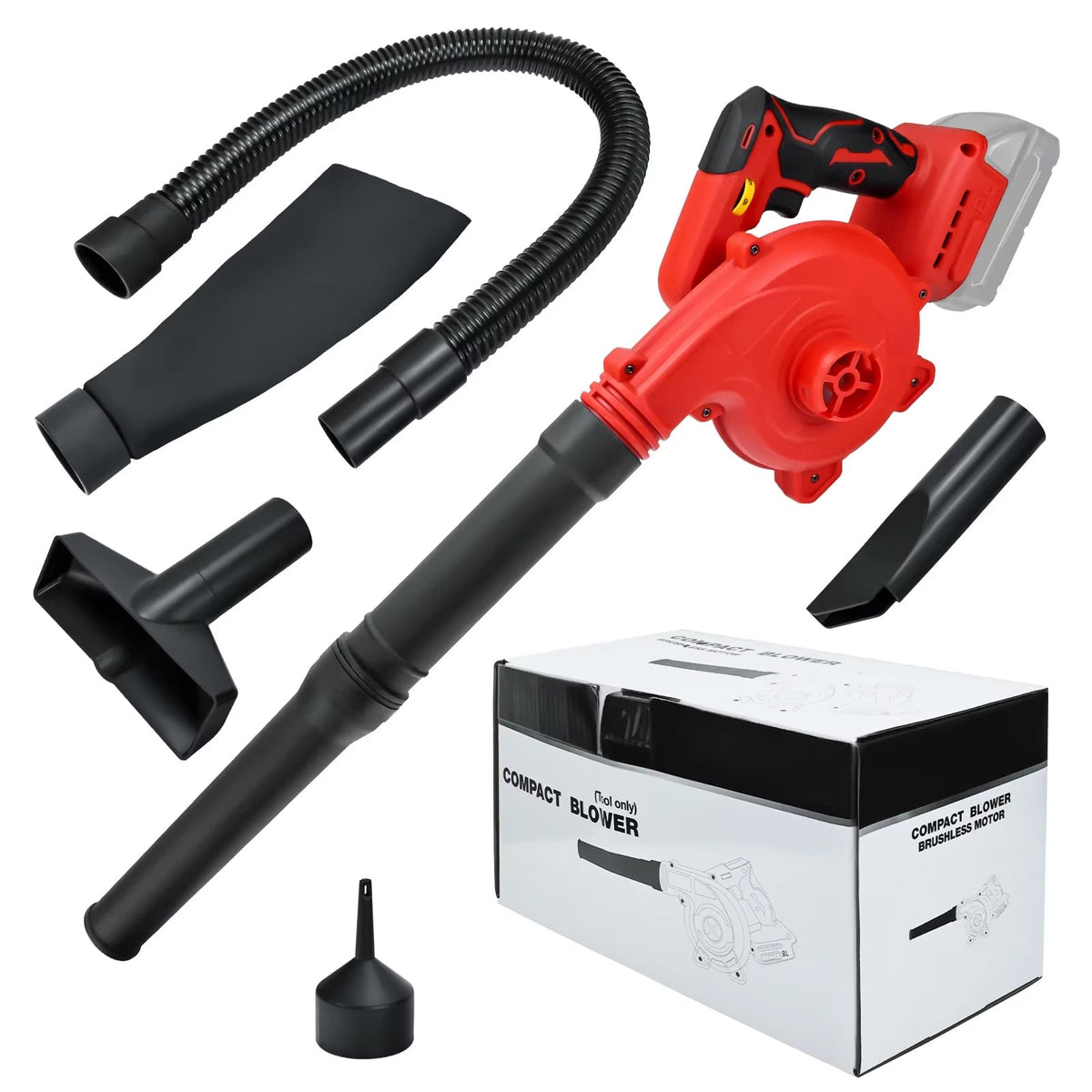 Souffleur sans fil 18 V avec moteur sans balais 18 000 tr/min, aspirateur à batterie, fonction souffler-aspirer pour le jardin | Sulvida