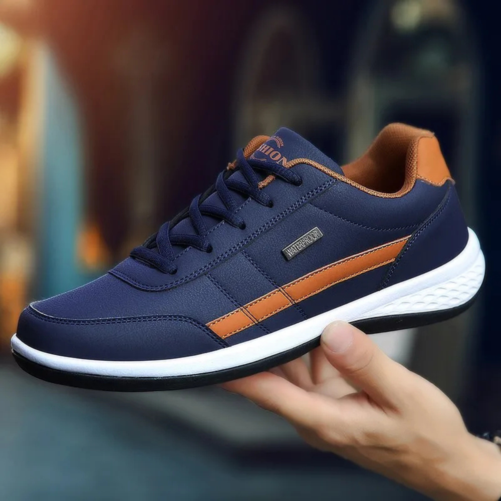 Leren Sneakers Heren Wit Zwart Blauw Orthopedische Ondersteuning Ademende Comfortschoenen voor Dagelijks Gebruik | Sulvida